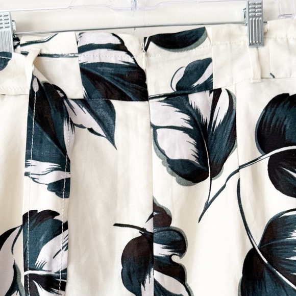 Ann Taylor Ivory Teal Leaves Linen Blend Tie Waist Pencil Skirt Size 8 Petite - Picture 10 of 15
